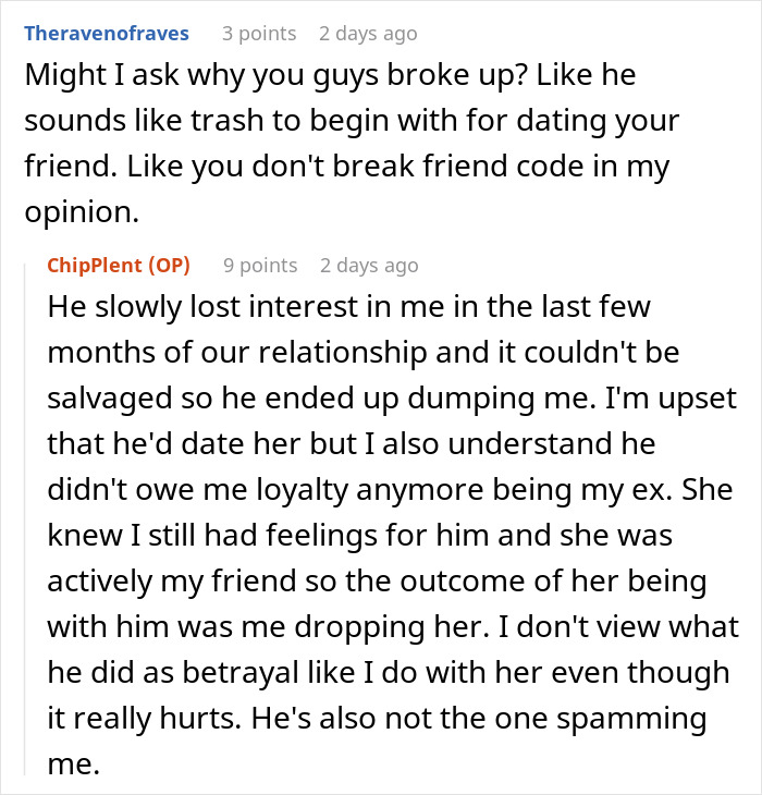 Woman Horrified As "Friend" Dates Her Ex, Loses It As She Gets Harassed For Blocking The "Friend"