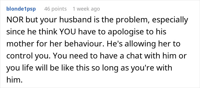 Commentary on husband enabling MIL's behavior and need for serious talk Commentary on husband enabling MIL's behavior and need for serious talk