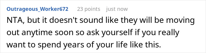 A Reddit comment from Outrageous_Worker672 about the woman expected to be a maid, advising on her relationship decision.