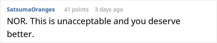 Comment states situation is unacceptable and woman deserves better