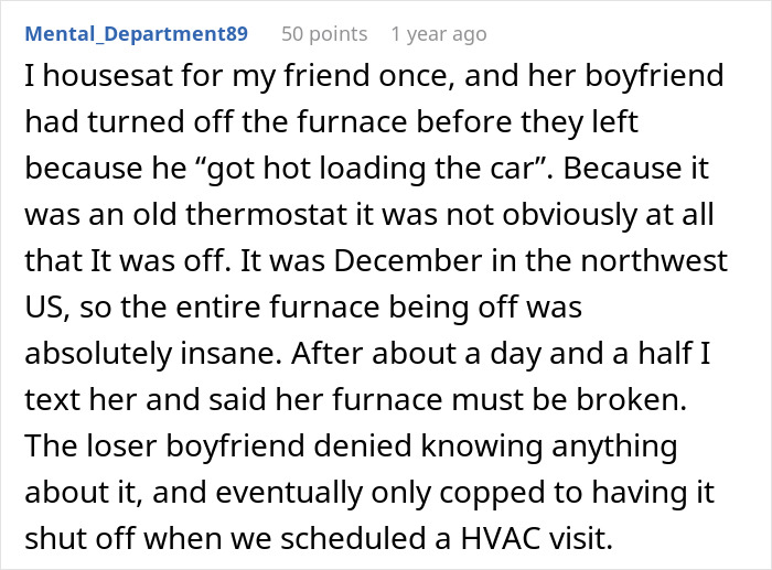 Experience with furnace and thermostat while housesitting for friend