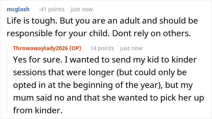 Comment about responsibility and mom picking up child from kinder Comment about responsibility and mom picking up child from kinder