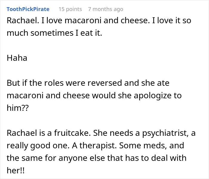 Comment criticizing girlfriend with suggestion for psychiatric help