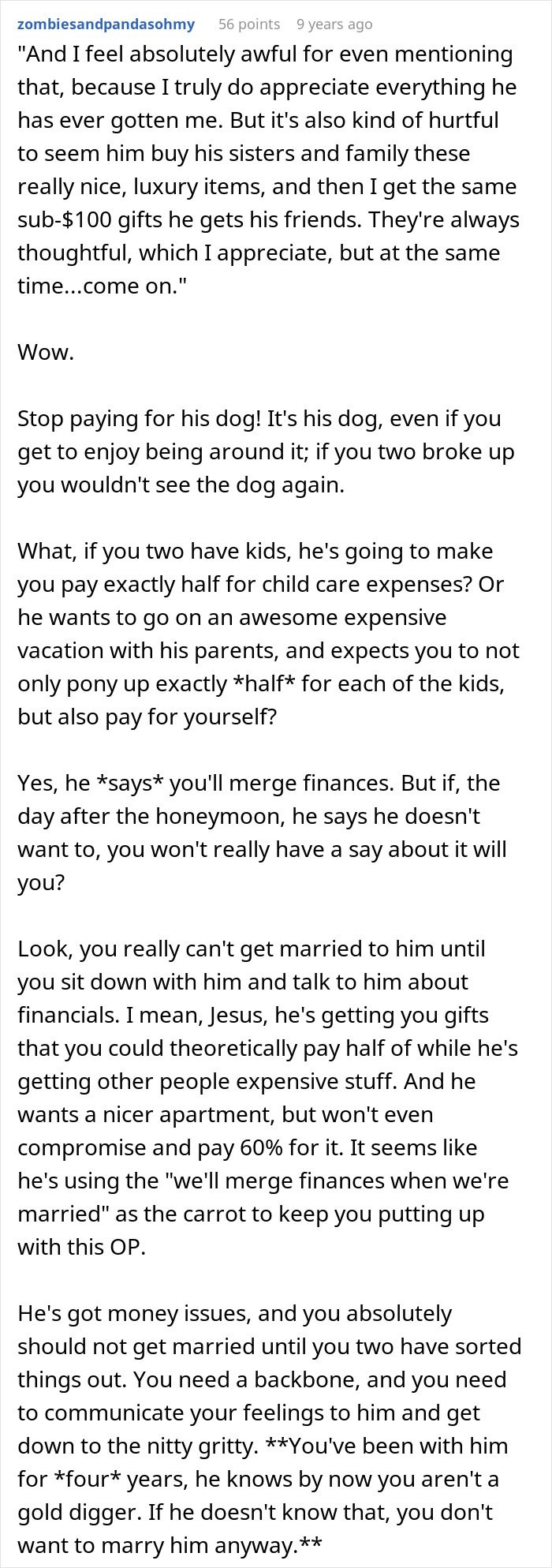 Advice on communication about money before marriage with wealthy boyfriend demanding equal splits Advice on communication about money before marriage with wealthy boyfriend demanding equal splits
