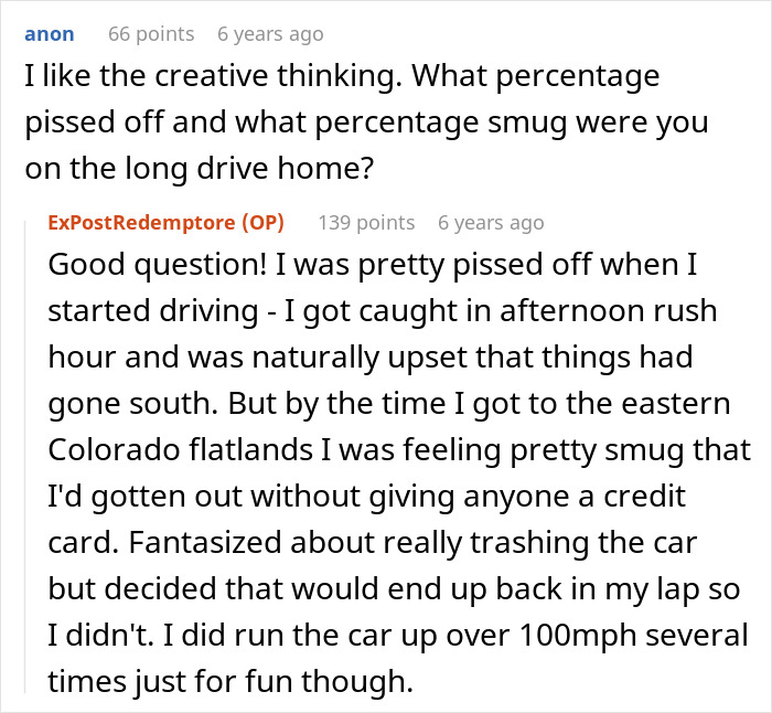 Person's feelings of anger and smugness during a long drive after job loss Person's feelings of anger and smugness during a long drive after job loss
