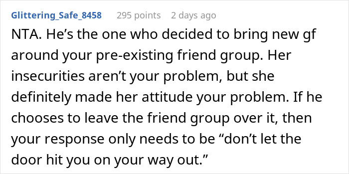 Reddit comment about new girlfriend issues in friend group at cosplay convention Reddit comment about new girlfriend issues in friend group at cosplay convention