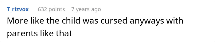 Comment mentioning child being cursed with certain parents