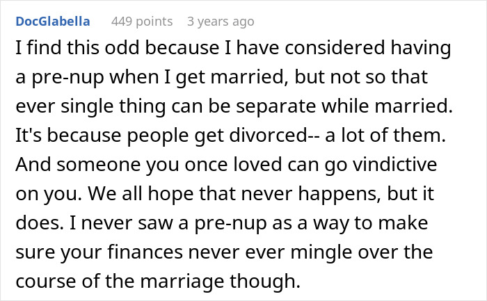 Wife Demands Prenup To Protect Her Income, Hubby Offers Her An 8% Interest Loan When She Needs Help