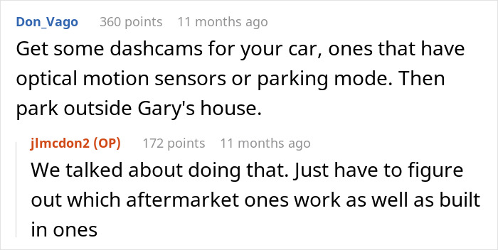 Online advice suggesting dashcams with motion sensors for car protection