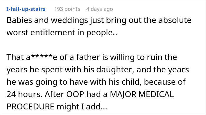 A Reddit user's comment on a post about parents furious about their daughter giving birth, discussing entitlement.