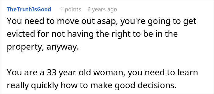 A comment from user TheTruthIsGood advising a woman to learn to defend herself and make good decisions.