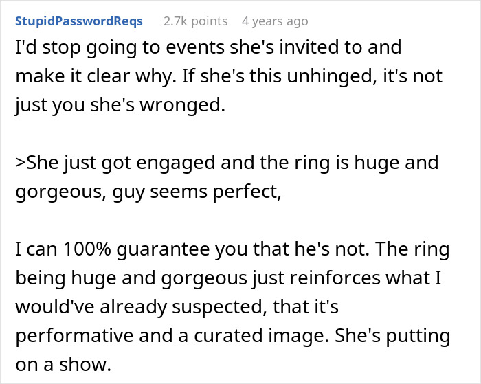 Reddit comment advising to avoid events due to mother-in-law drama