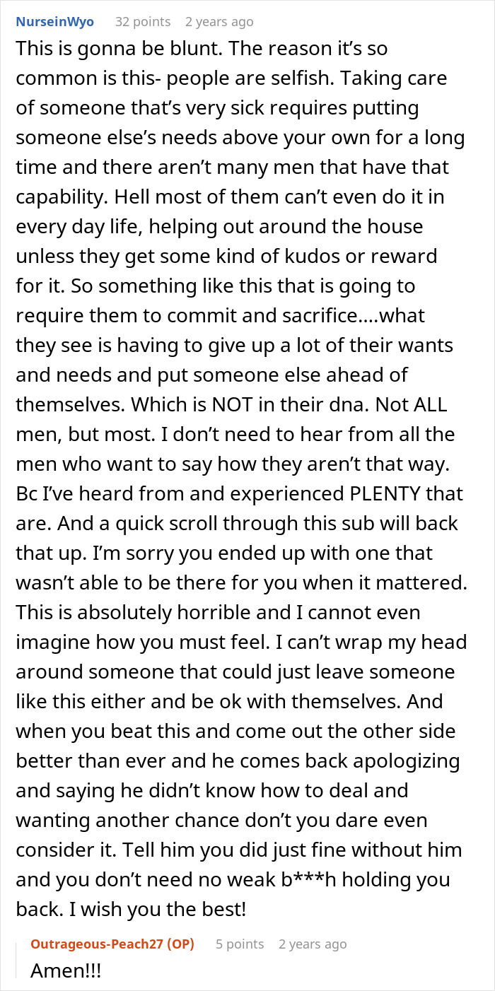 Blunt explanation of selfishness in men during cancer illness and survival Blunt explanation of selfishness in men during cancer illness and survival