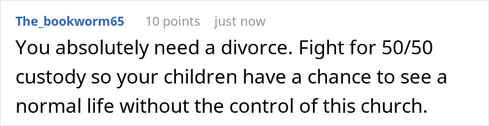 Comment advising divorce and custody fight for children in marriage at 17