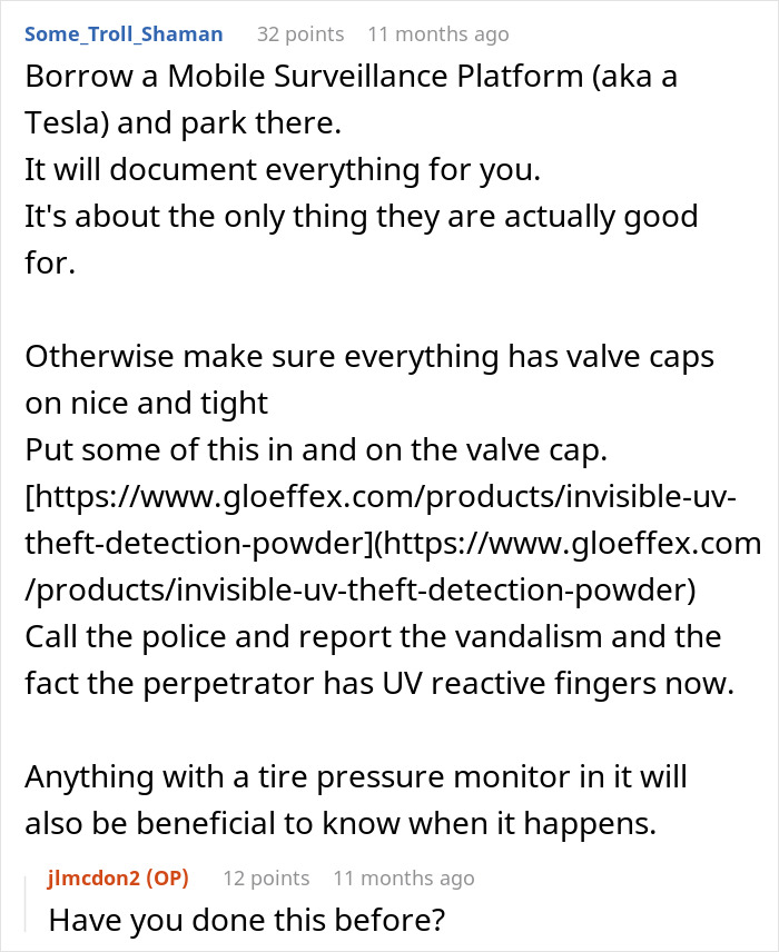 Suggestion to use mobile surveillance and UV theft detection powder for vandalism case