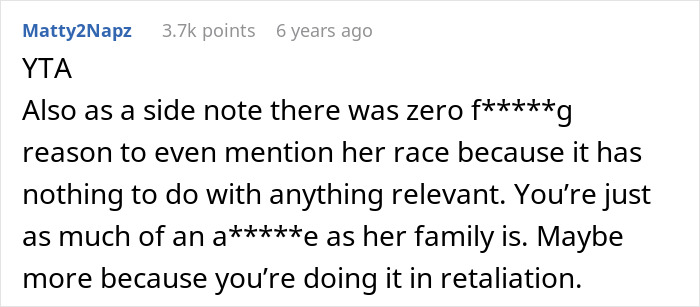Comment condemns mentioning girlfriend's race and criticizes retaliation against her family Comment condemns mentioning girlfriend's race and criticizes retaliation against her family