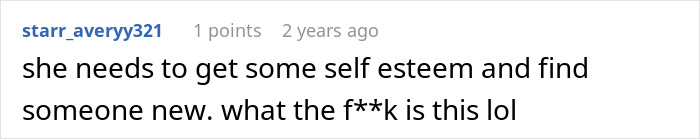 A Reddit comment from "starr_averyy321" suggesting the wife finds someone new, highlighting the regret of a man who leaves his wife.