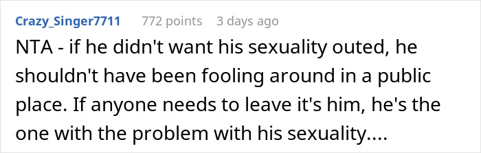 Comment on outing sexuality in public place at gym Comment on outing sexuality in public place at gym