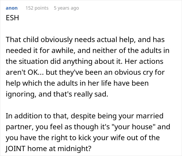 Comment calls for help for troubled child amidst dispute over car damage and house rights