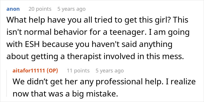 Comment about mismanaged emotions and legal action against stepdaughter
