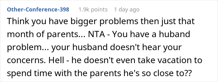 Comment on husband ignoring wife's concerns about in-laws' visits Comment on husband ignoring wife's concerns about in-laws' visits