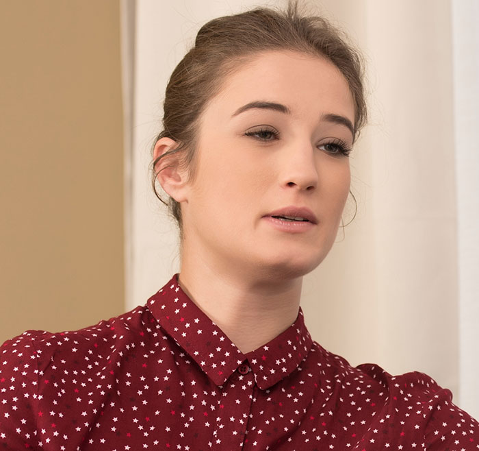 Woman with concerned expression sharing creepy things women have done