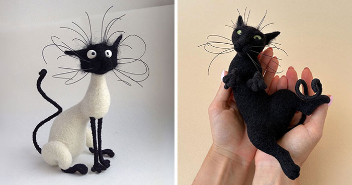 43 Wool Felted Cats With Over-The-Top Whiskers And Even Bigger Attitudes By Mary Derkach