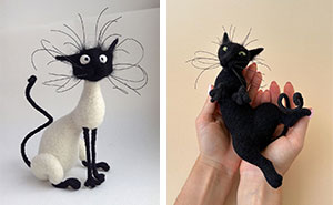 43 Wool Felted Cats With Over-The-Top Whiskers And Even Bigger Attitudes By Mary Derkach