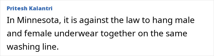 Minnesota law bans hanging male and female underwear together on washing line