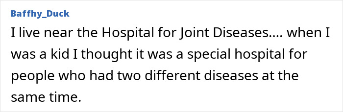 Confusion about Hospital for Joint Diseases name meaning
