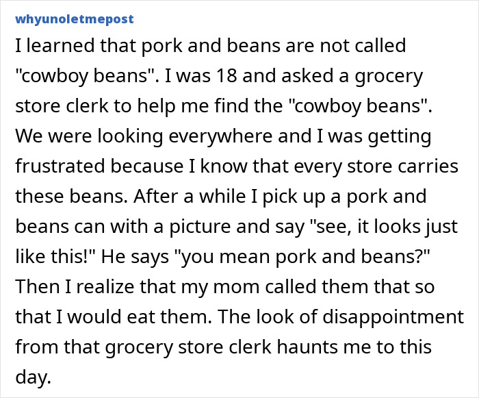 Realizing pork and beans are not called cowboy beans