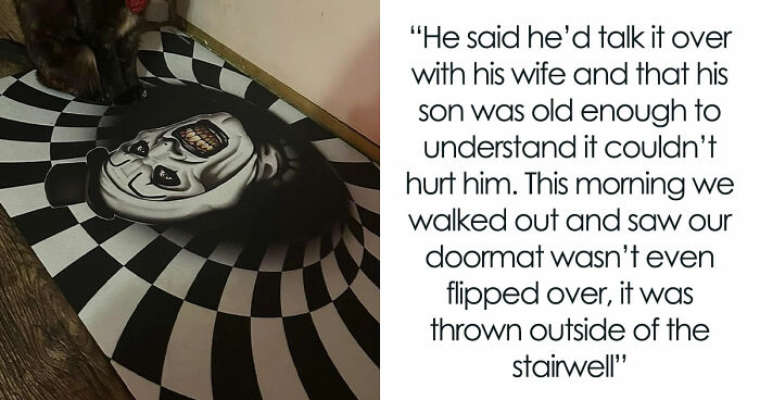 Parents Believe Creepy Clown Doormat Is Too Scary For Their Young Son, Start Crossing Boundaries