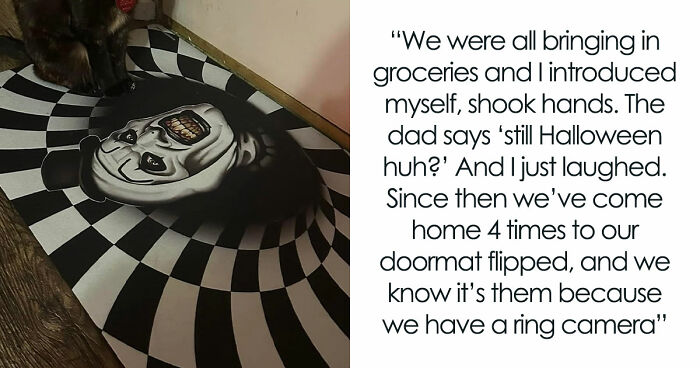 Parents Believe Creepy Clown Doormat Is Too Scary For Their Young Son, Start Crossing Boundaries