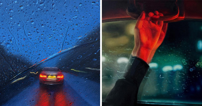 33 Hyper-Realistic Rain Paintings By This Artist That Look Almost Like Photographs