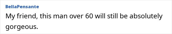 Comment stating men over 60 like Henry Cavill remain gorgeous