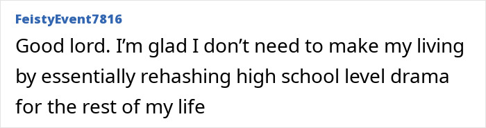 Comment on living without rehashing high school drama Comment on living without rehashing high school drama