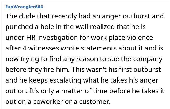 Office drama story about employee's anger outburst and HR investigation for workplace violence
