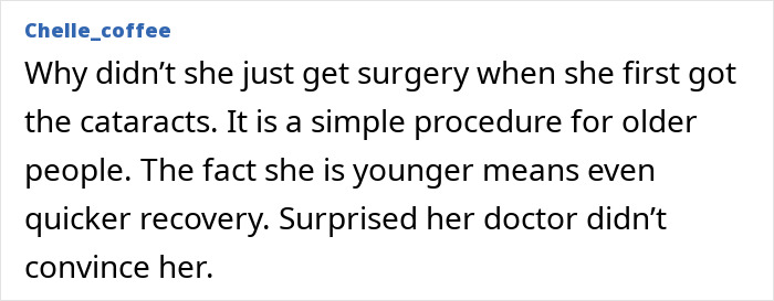 Question about cataract surgery in Anne Hathaway's health diagnosis