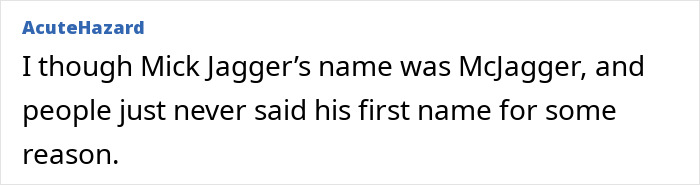 Mistaken belief about Mick Jagger's full name