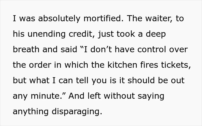 Text about waiter responding calmly to customer complaint in restaurant Text about waiter responding calmly to customer complaint in restaurant