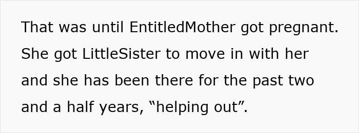 Text on youngest sister helping out after eldest sister's pregnancy, sibling revenge