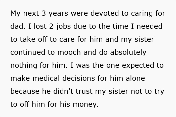 Woman Leeches Off Sick Dad For Years, Shamelessly Demands Half Of Inheritance He Left For Sister Woman Leeches Off Sick Dad For Years, Shamelessly Demands Half Of Inheritance He Left For Sister