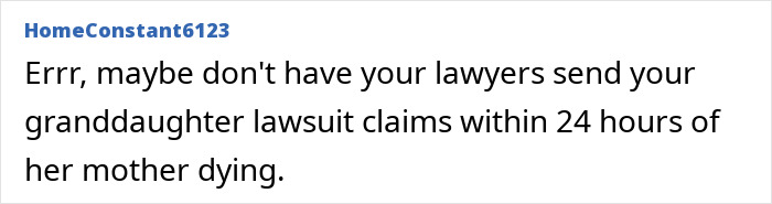 A fan comment from HomeConstant6123, criticizing Priscilla Presley for legal actions after Lisa Marie’s passing. Disgusting creature.
