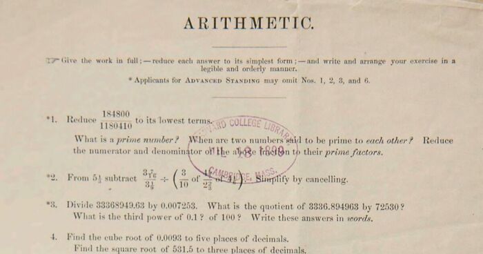 “Would You Get Into Harvard 150 Years Ago?”: Test Yourself With 16 Entrance Exam Questions