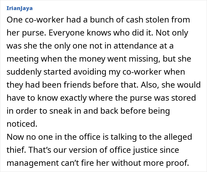 Office drama story about a purse cash theft and workplace justice