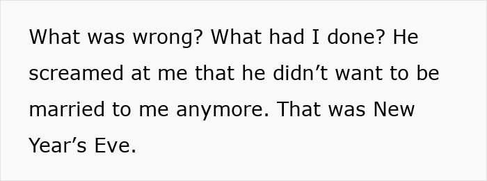 Husband tells wife he no longer wants to be married on New Year's Eve Husband tells wife he no longer wants to be married on New Year's Eve