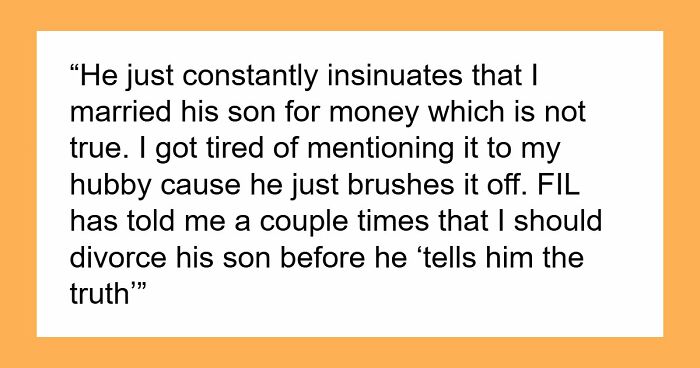 Cruel FIL Thinks DIL’s A Gold Digger, She’s Horrified As He Lies To Son That She’s Having An Affair
