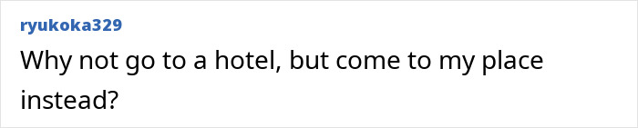 Comment questioning why not stay at hotel instead of coming to someone's place in viral coach fall clip