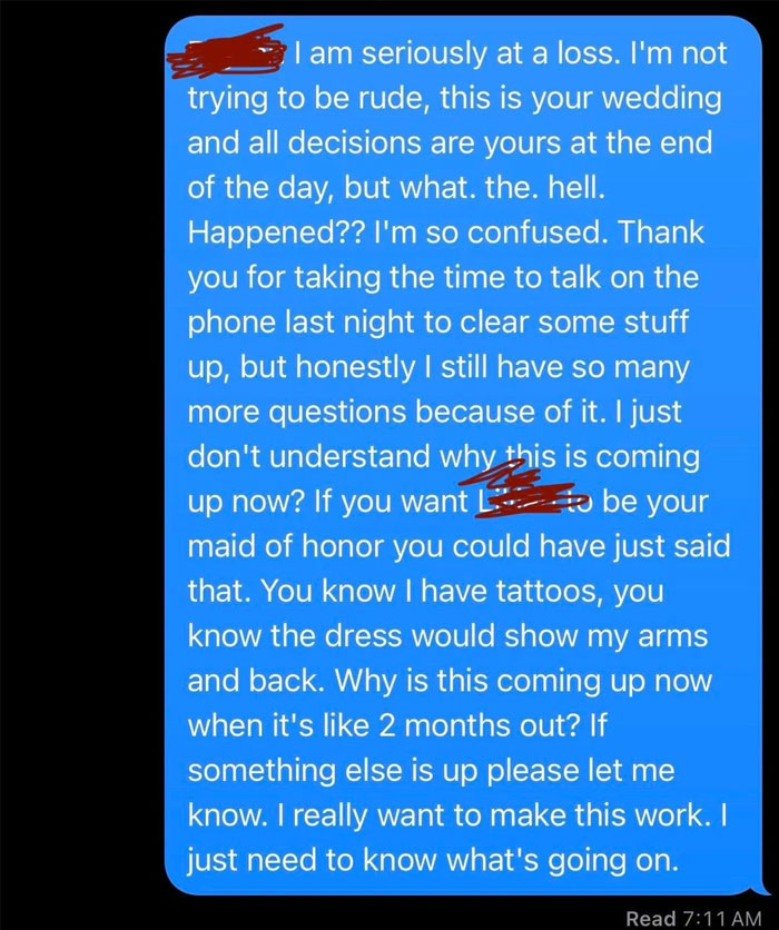 Maid Of Honor Gets Her Title Taken Away Because Her Tattoos Aren’t Suitable For Church Anymore Maid Of Honor Gets Her Title Taken Away Because Her Tattoos Aren’t Suitable For Church Anymore