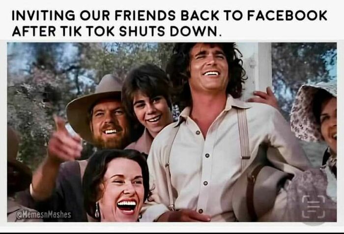 Funny meme about inviting friends back to Facebook after TikTok shuts down